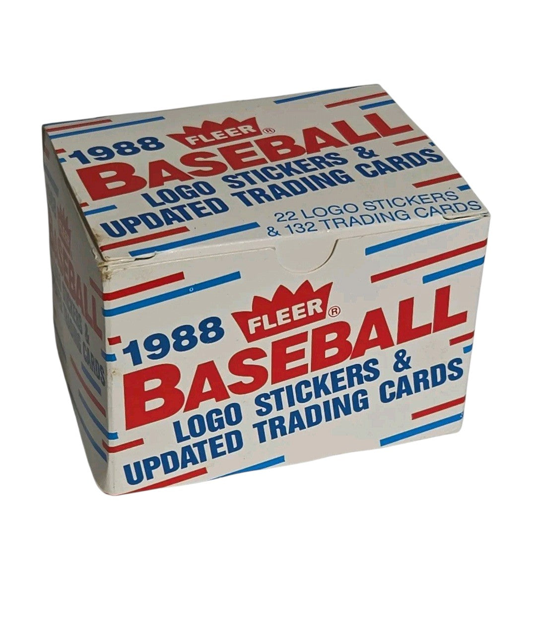 Oddly Darling Vintage 1988 Fleer baseball trading card display box with red and blue retro graphics and typography.