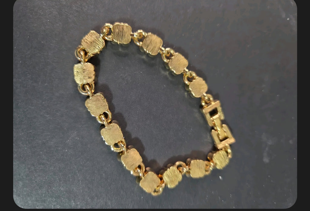 Oddly Darling Vintage gold-tone link bracelet with textured square links and a secure fold-over clasp