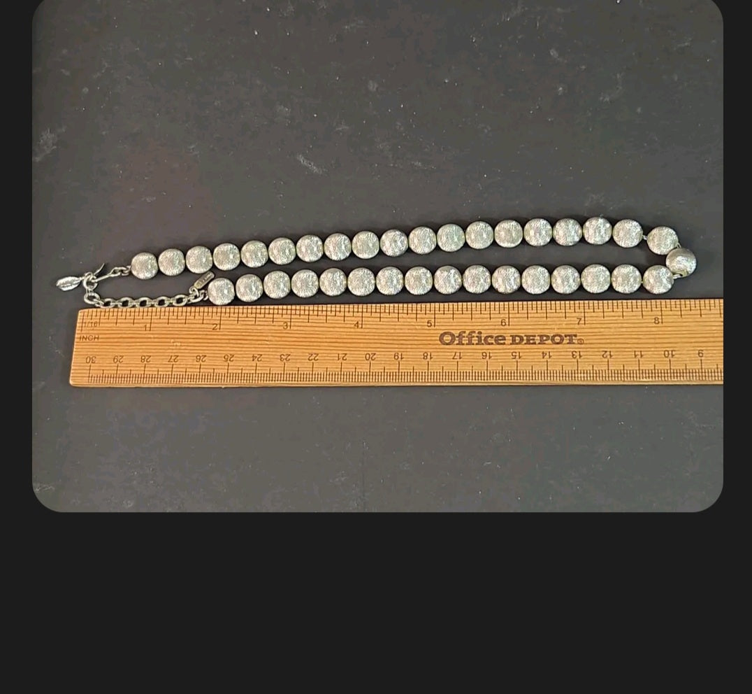 Oddly Darling Vintage Monet silver-tone statement necklace with textured spherical beads and adjustable chain link