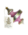 Oddly Darling Vintage 1989 Christopher Radko glass Christmas ornament in pink with gold glitter and silver accents