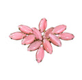 Oddly Darling Vintage brooch featuring pastel pink marquise-cut cabochon stones in a gold-tone floral cluster setting.