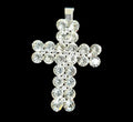 Oddly Darling Vintage rhinestone cross pendant featuring brilliant clear crystals set in a polished silver-tone base.