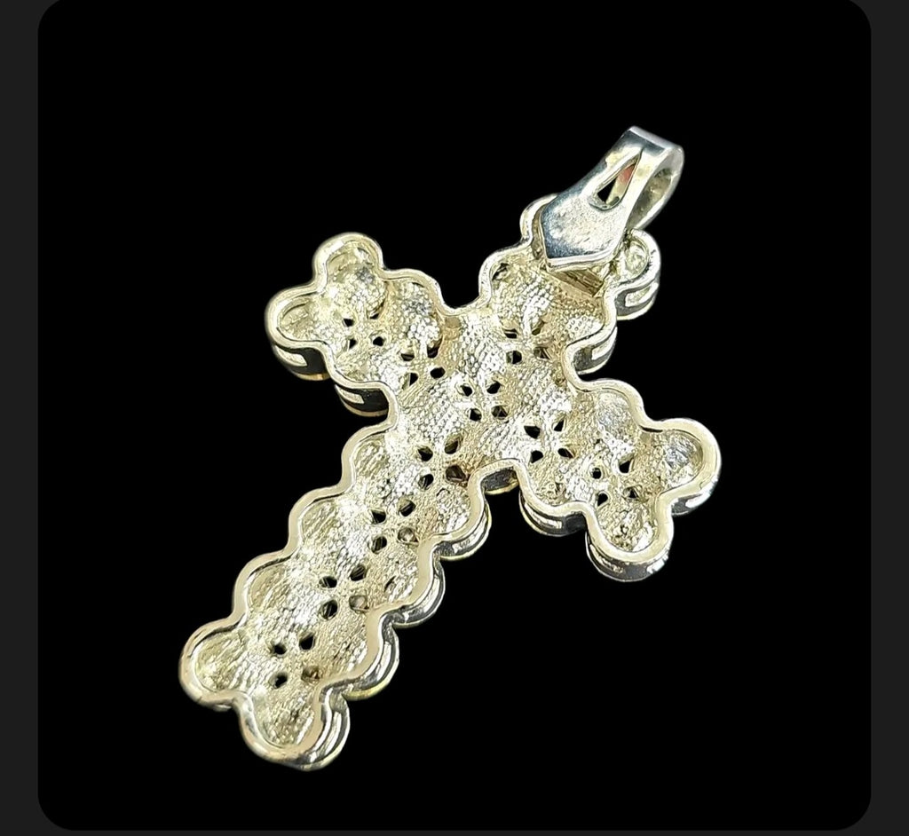 Oddly Darling Vintage silver-tone cross pendant with a textured back and hinged bail for necklace attachment.