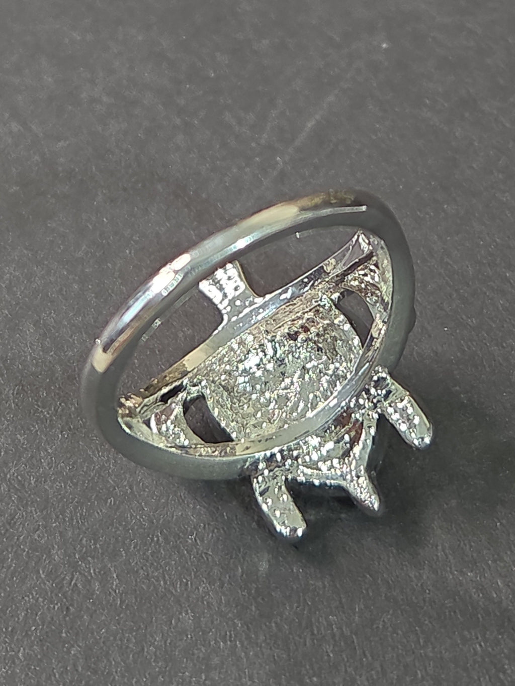 Oddly Darling Vintage silver-tone sea turtle statement ring showing the detailed underside and band construction.