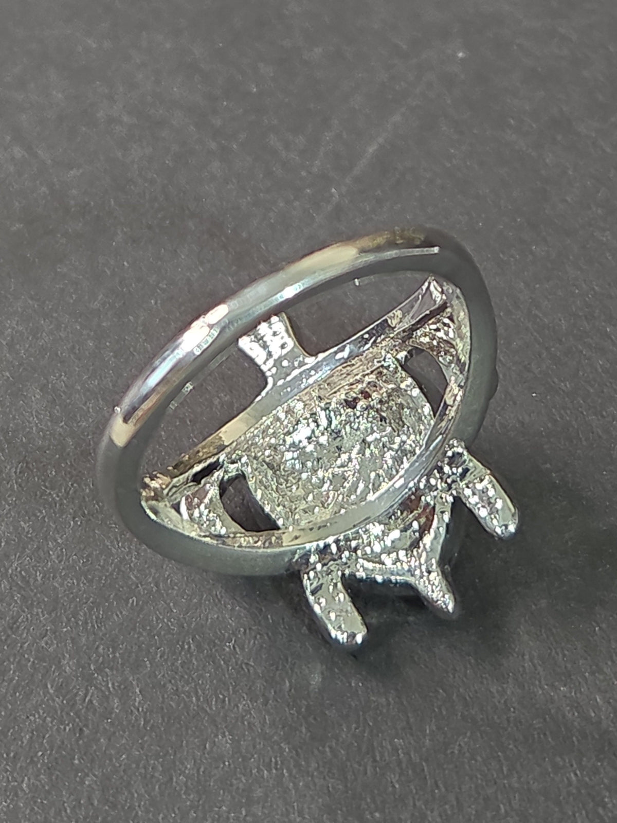 Oddly Darling Vintage silver-tone sea turtle statement ring showing the detailed underside and band construction.