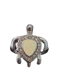 Oddly Darling Vintage silver-tone sea turtle statement ring with a pearlescent shell inlay and clear crystal halo.